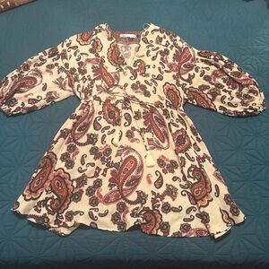 Zara Small S Paisley Print Dress with Puff Sleeves